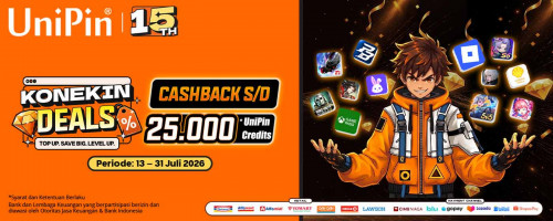 KONEKIN DEALS – Cashback Anniversary di UniPin hemat hingga 25.000 UniPin Credits!